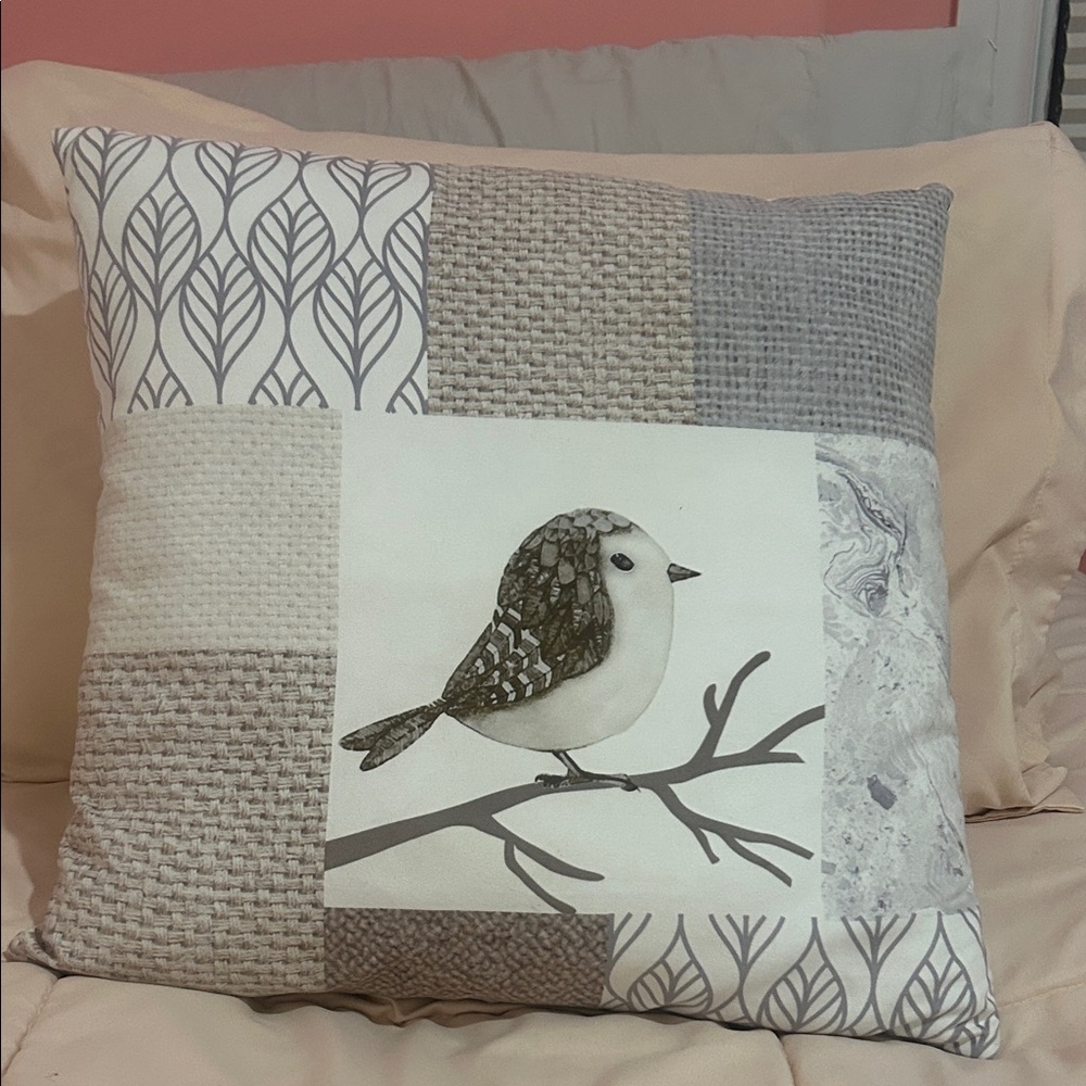Source Unknown Stylish Bird Patchwork Pillow